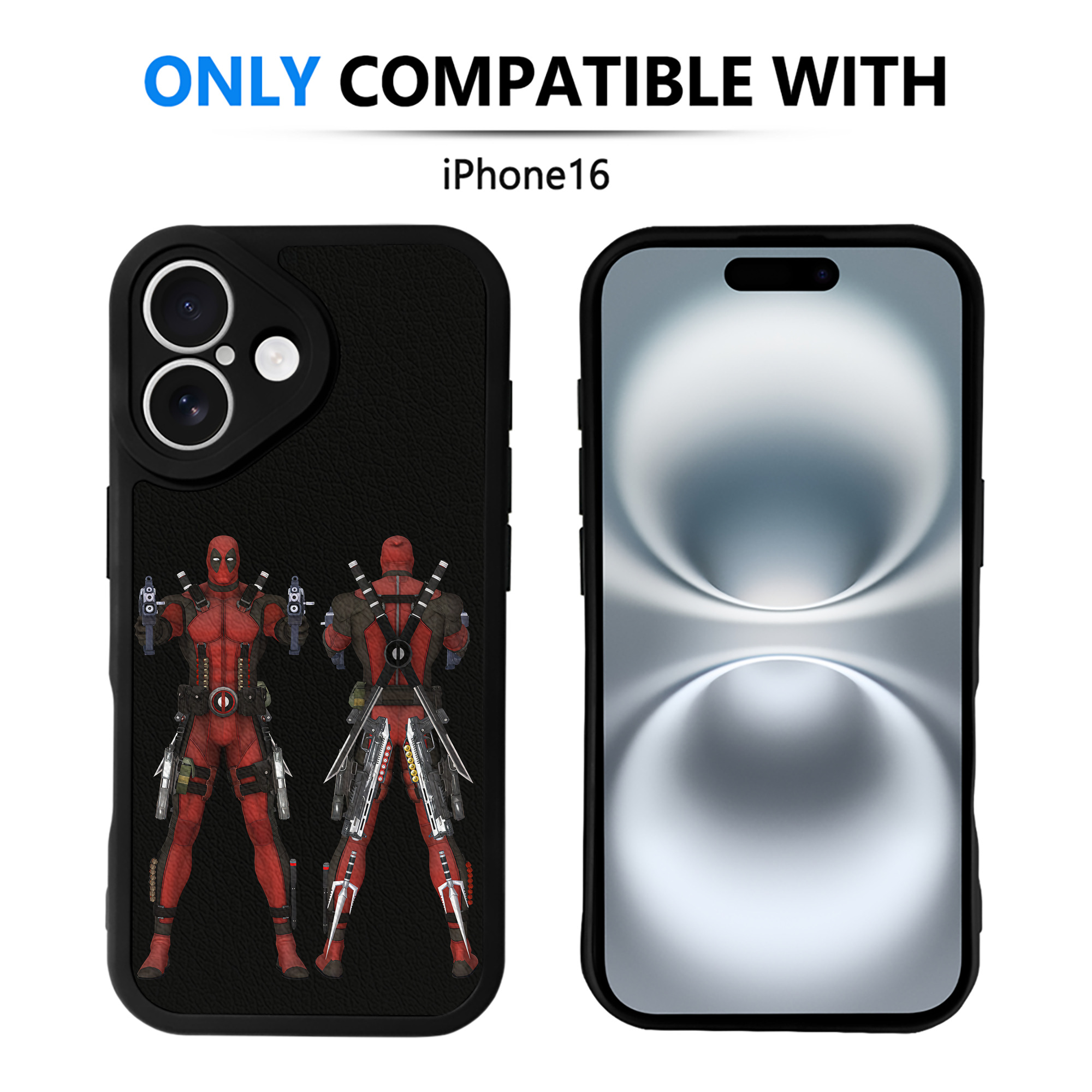 （画像用） Deadpool デッドプール 【iPhone 16シリーズ対応】シリコンスマホケース（レザー調） 材質：シリコン